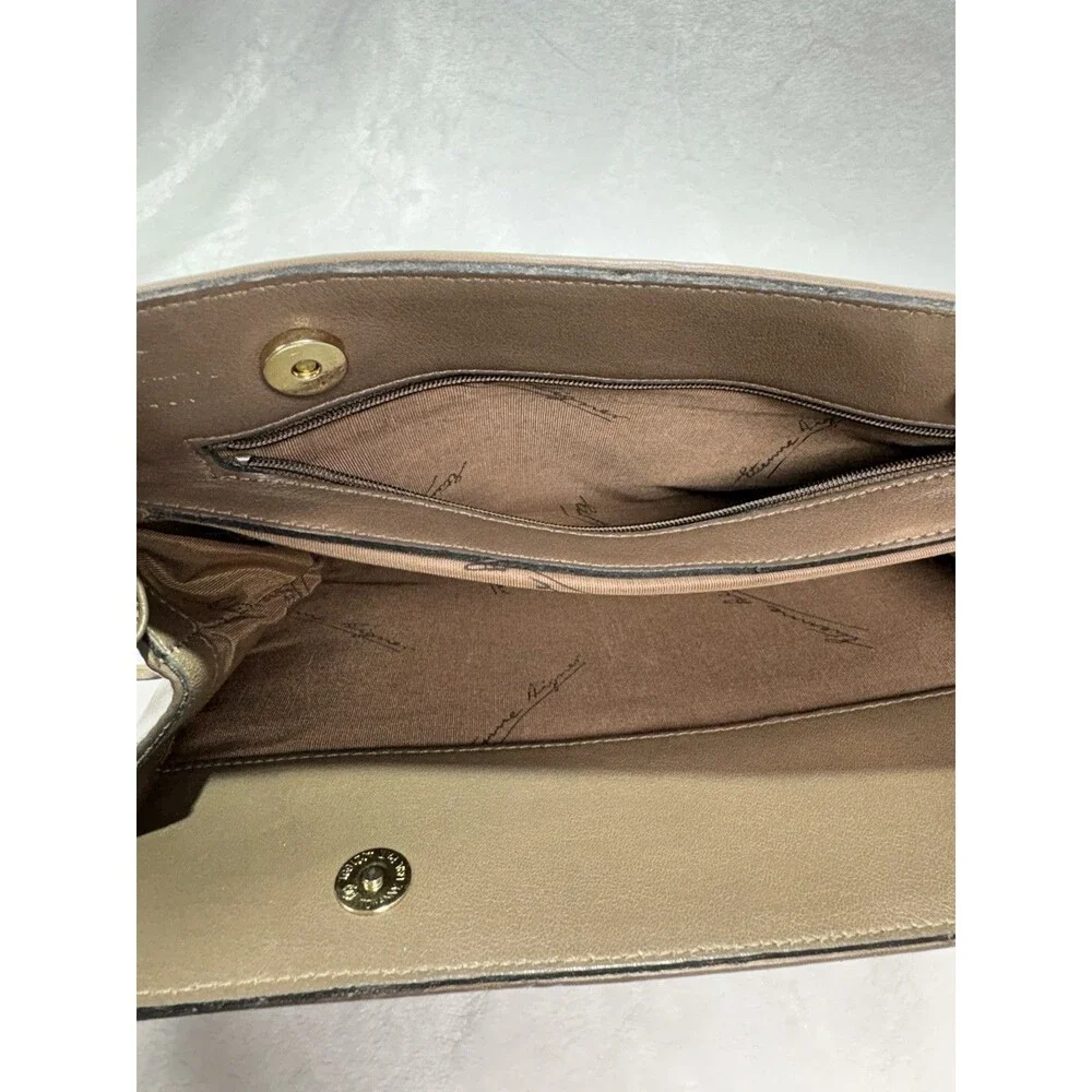 Vtg Etienne Aigner Shoulder Bag Purse Brown Logo Leather Trim Old Money Grandma
